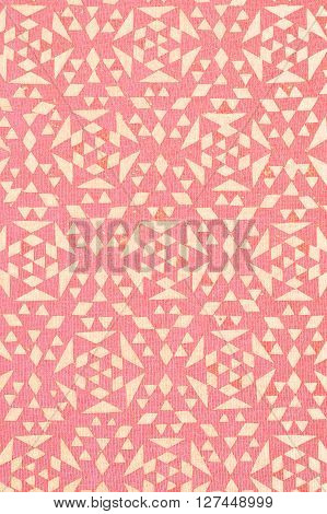 Close Up Of Pink Tradtional Design Printed On Textured Cotton - Abstract Fashion Background