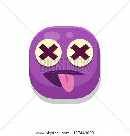Silly Monster Square Icon Isolated On White Background In Fun Childish Emoji Style Vector Design