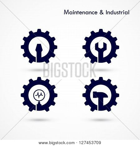 Maintenance and repair logo elements design.Maintenance service and engineering creative symbol.Business and industrial concept.Vector illustration