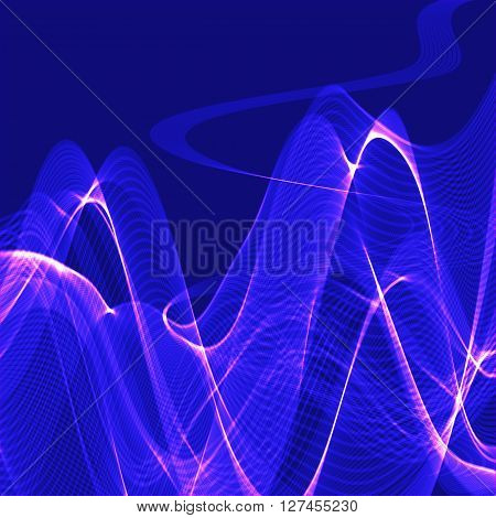 Blue shiny wavy ribbon on a dark blue background
