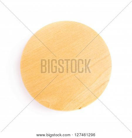 Wooden round lid top cover isolated over white background