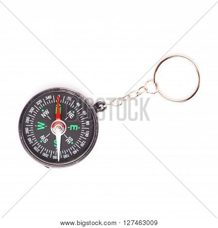 Black small compass over isolated white background