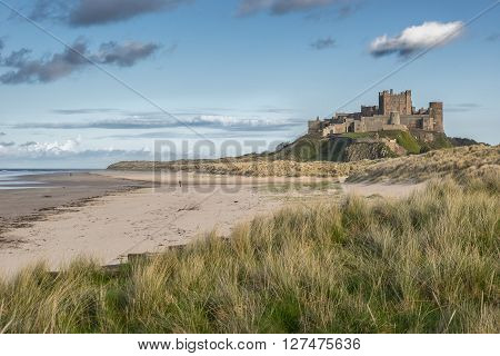 Bamburgh Castle on the Northumberland coast in England