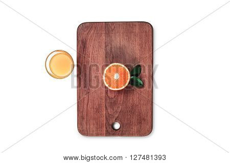 Glass of Orange Juice Breakfast Drink on wooden background