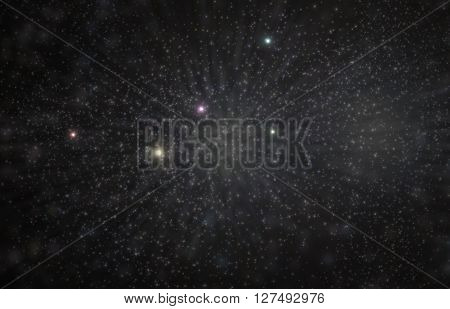 Queen Cassiopeia constellation 3D illustration with colorful stars