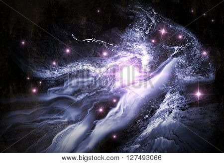 Giant universe starscape 3D illustration with colorful space clouds