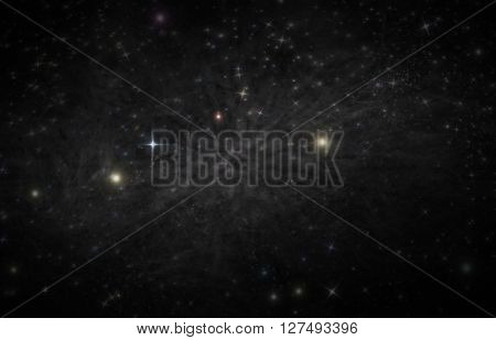 Giant universe starscape 3D illustration with colorful space clouds