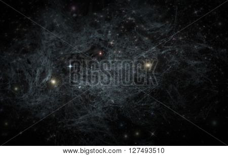 Giant universe starscape 3D illustration with colorful space clouds