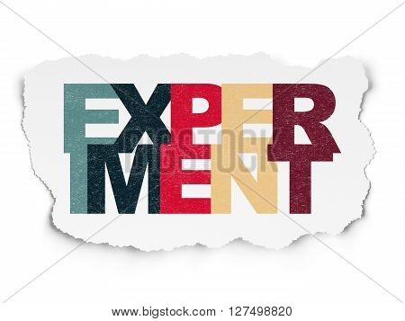 Science concept: Painted multicolor text Experiment on Torn Paper background