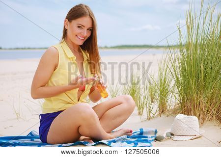 Woman With Sun Oil.
