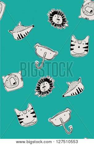 patternt animals cartoon illustration vector