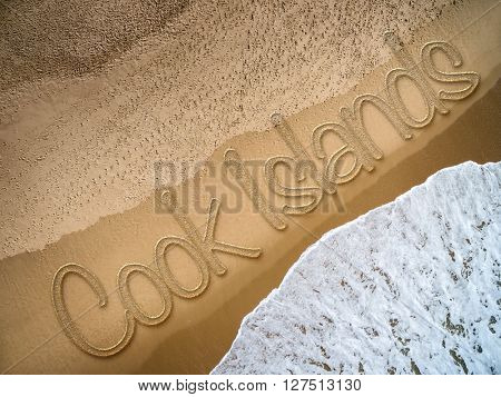 Cook Islands written on the beach