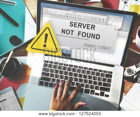 Server Not Found Error Inaccessible Concept