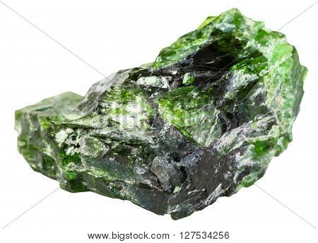 Raw Chrome Diopside Stone Isolated On White