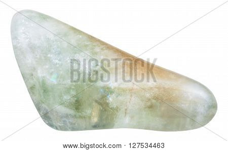 Tumbled Prasiolite (praziolite) Gemstone Isolated