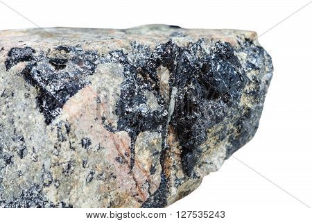 Black Ilmenite Ore In Nepheline (nephelite) Stone