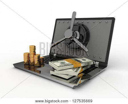 3D Profitable Online Business Concept On White Background