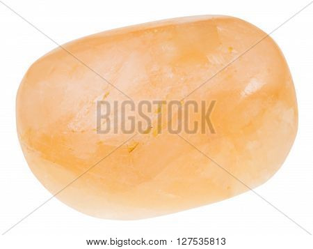 Tumbled Stilbite Gemstone Isolated On White