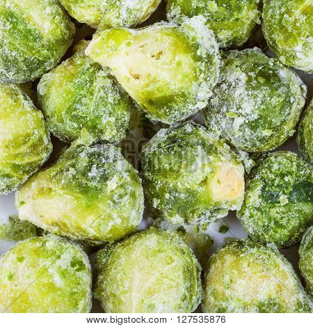 Many Frozen Brussels Sprouts