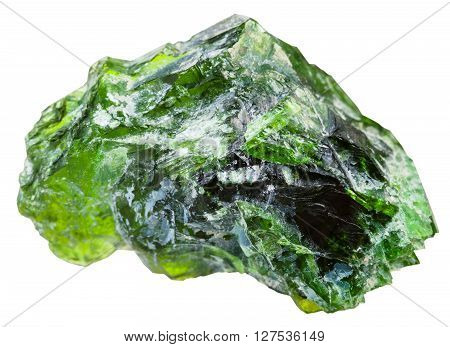 Raw Chrome Diopside Crystals Isolated On White
