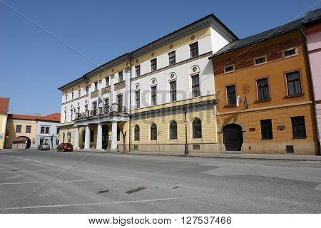 Levoca PRESOV SLOVAKIA - APRIL 03 2016: View on the Large Provincial House in Levoca Slovakia.