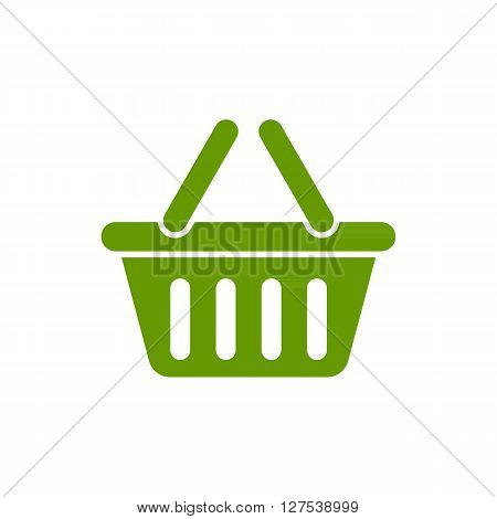 Green basket icon or logo on the white background