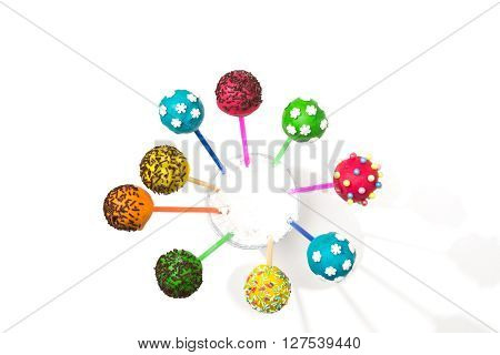 dessert for holiday - cakepops on isolated background
