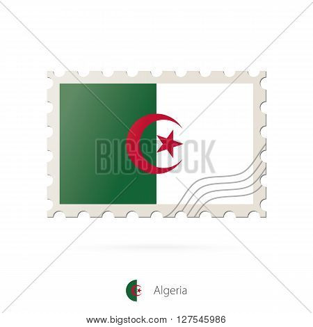 Postage Stamp With The Image Of Algeria Flag.