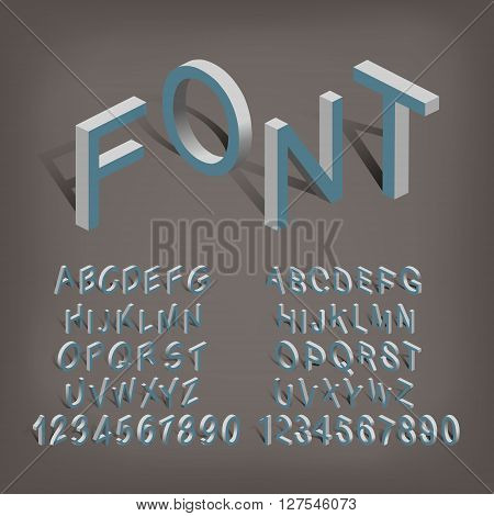Isometric letters, numbers and symbols .Stock vector typography for headlines.3D isometric letters for web and mobile device.Vector Illustration.