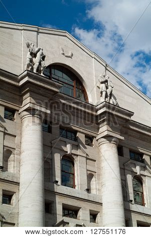 Milan, Italy - September 5th 2015: the Milan Stock Exchange building photographed in Piazza d'Affari Milan on September 5th 2015