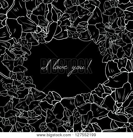 hand drawn floral frame. Beautiful template for your text