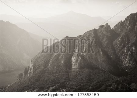 a rocky view of Piani d'Erna (part of the Alps) near Lake Como in Italy (processed in sepia)