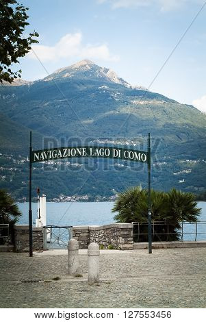 Colico Italy - September 8th 2015: the pier of Colico a town in the northern part of Lake Como (