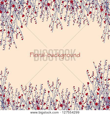 floral background with hand drawn branch of flax
