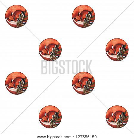 seamless pattern. watercolor ilustration of cute fox with olive brunch