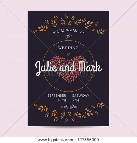 vintage wedding floral invitation card. beautiful template