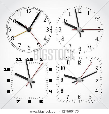 Simple minimal clock design dial plates with arrows, Vector illustration