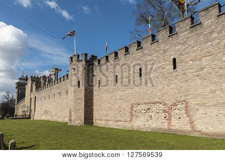Walls of Cardiff Castle - Wales, Great Britain