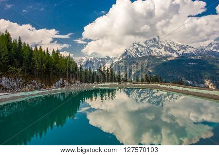 View to Speicherteich near Jenner cable car in Berchtesgarten national park Germany
