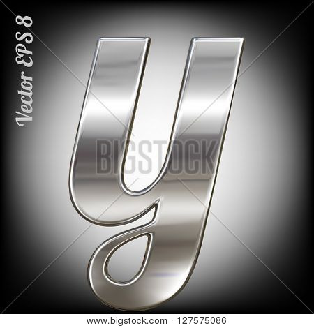 Vector letter y from metal alphabet. Lovercase metal font collection. EPS 8