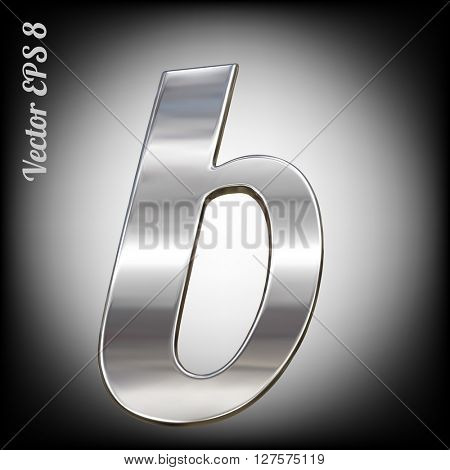Vector letter b from metal alphabet. Lovercase metal font collection. EPS 8