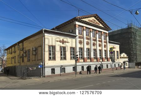 MOSCOW, RUSSIA - MARCH 19, 2015: House Perovsky-Denisiev the beginning of the XIX century (before the fire of 1812 - House Mordvinova) Empire style Novaya Basmannaya Street 27
