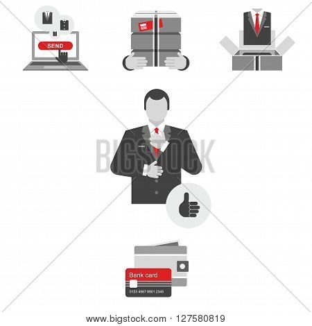 Icons set in flat style for the online men's clothing store