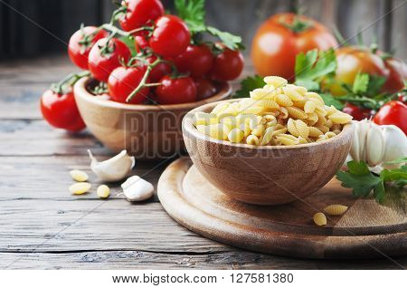 Sardinian Uncooked Pasta On The Wooden Table