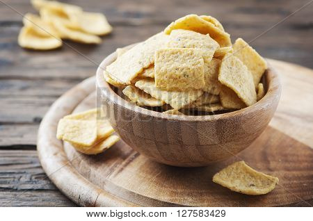 Mexican Mais Chips On The Wooden Table