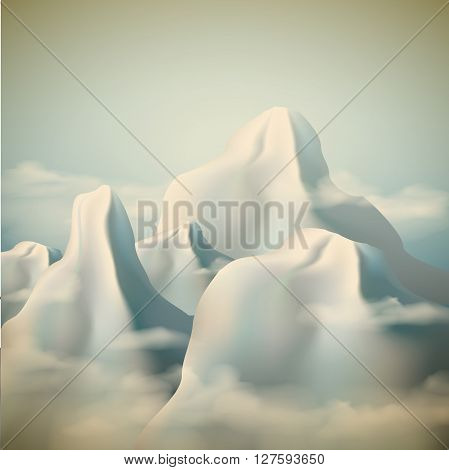 Realistic  mountain range background . Posters and Placards . Vector illustration.3d