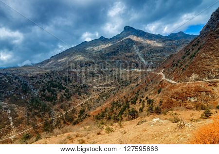 Beautiful famous curvy roads on Old Silk Route Silk trading route between China and India Sikkim
** Note: Visible grain at 100%, best at smaller sizes