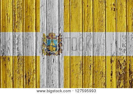 Flag Of Stavropol Krai Painted On Wooden Frame