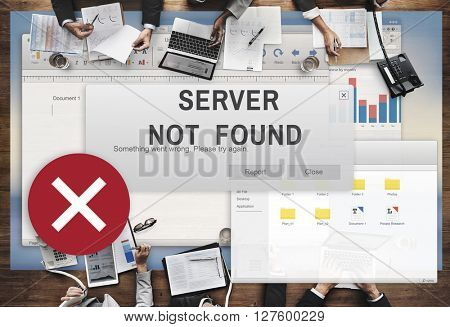 Server Not Found Error Inaccessible Concept