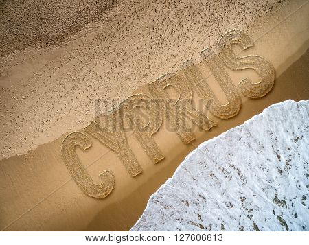 Cyprus written on the beach